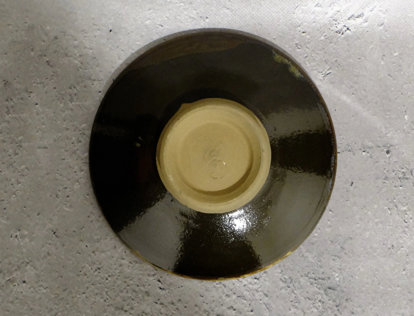 小鹿田焼 4寸皿 指描き