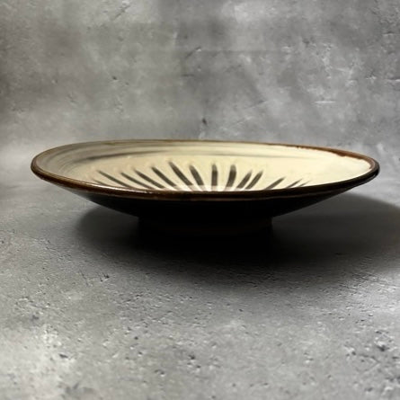 〈小鹿田焼〉8寸平皿 指描きE