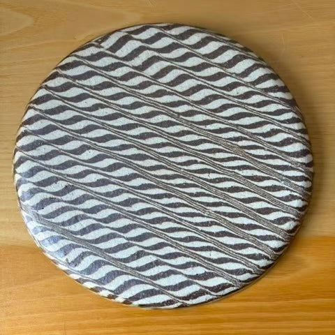 <河井達之>23㎝ 丸皿 練り上げのうつわ