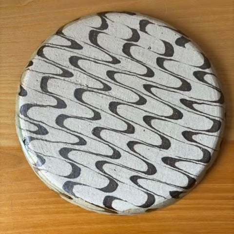 <河井達之>23㎝ 丸皿 練り上げのうつわ